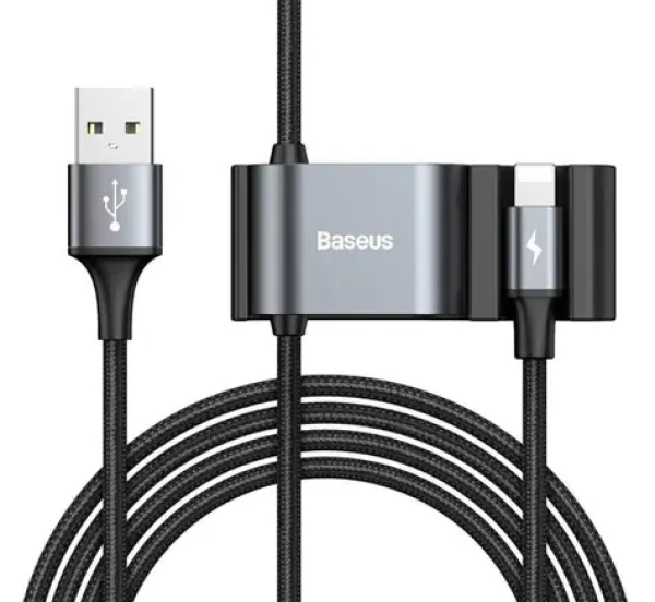 Baseus CALHZ-01 USB-A Hub 1.5m čierna / 2x USB-A (F) / 1x Lightning (M) / 1x USB-A (M) (CALHZ-01)