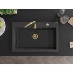 MEXEN/S MEXEN/S - Elix granitový drez 1-miska 800 x 500 mm, čierna kropenatá, sifón zlatá 6527801005-76-G