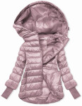 Krátka ružová dámska bunda s úpletovou šnúrkou (P22/P3-6636/P3-6023-52) odstíny růžové 52