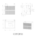 CERANO - Kúpeľňová skrinka pod umývadlo Carole - biela matná ryhovaná - 54x48x45 CER-674923