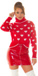 Sexy Koucla knitted Sweater with Turtleneck "Hearts" white Einheitsgroesse