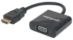 Manhattan HDMI - VGA čierna / Redukcia / 0,3 m / Pozlátené konektory / Full HD 1080p (151467)