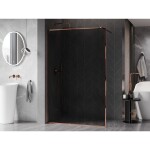 MEXEN/S - Kyoto-XF Sprchová zástena WALK-IN s rámom 60 x 202, grafit 10 mm, ružové zlato 800-060-104-60-40-X