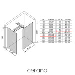 CERANO - Sprchová zástena Walk-in Onyx TL/P - 8 mm - hranatá vzpera - čierna matná, bronzové sklo - 120x90x200 CER-686806