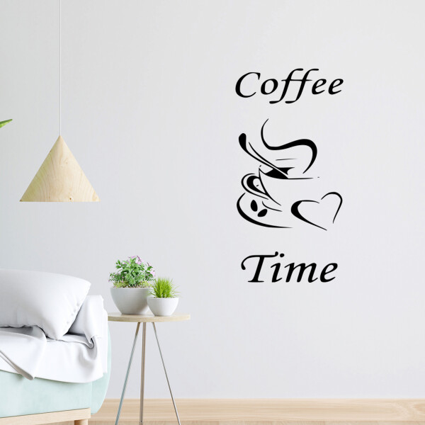 Veselá Stena Samolepka Coffee time Farba: čierna, Veľkosť: 60 x 30 cm