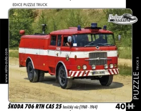 RETRO-AUTA Puzzle TRUCK č.5 Škoda 706 RTH CAS 25 hasičský automobil (1960-1964)