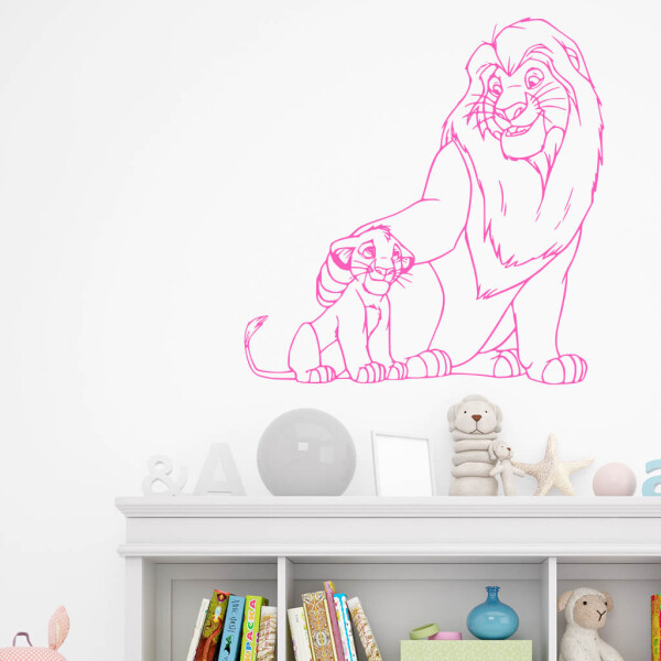 Veselá Stena Samolepka Mufasa a Simba Leví kráľ Farba: růžová, Veľkosť: 100 x 101 cm