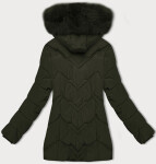 Dámska zimná plus size bunda v khaki farbe s kapucňou S'west (B8300-11) odstíny zelené 54