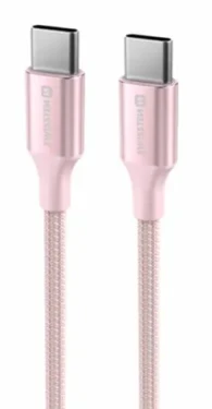 Swissten TEXTILE II dátový kábel USB-C - USB-C 1.5m ružová (71528205)