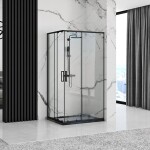 REA/S - Sprchovací kút PUNTO - čierny 80x100 + biela sprchová vanička Savoy KPL-K1016