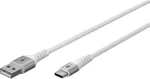 Goobay USB-C - USB-A biela / Dátový kábel / Textilné opletenie / Kovové konektory / 1 m (74530)