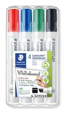 Staedtler Lumocolor / Popisovač na bielu tabuľu / sada 4 ks / 4 farby / 2-5 mm (351 B WP4)