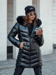 Dámska prešívaná zimná bunda s kapucňou CRYSTAL black FashionStreet TY4584 XL