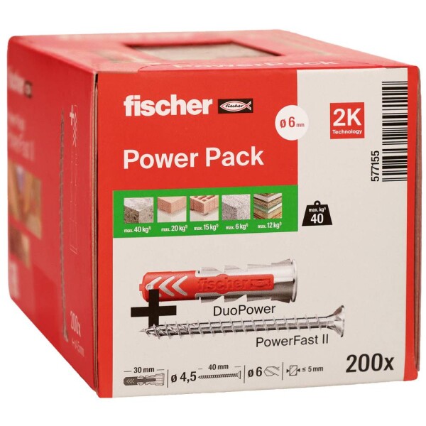 Fischer univerzálna hmoždinka 30 mm, 40 mm 6 mm 577155 200 ks; 577155