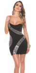 Sexy one-shoulder Party-Mini-dress with sequins black Einheitsgroesse