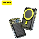 Awei PA-10 čierna / Powerbanka / 10000mAh / MagSafe bezdrôtové nabíjanie / 15W / LCD displej (PA-10)