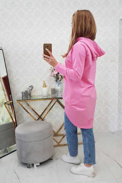 Dámska predĺžená mikina s kapucňou 9116 Pink - K-Fashion UNI růžová