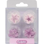 Cukrová ozdoba fialová květina 12 ks 3 cm - Culpitt - Culpitt