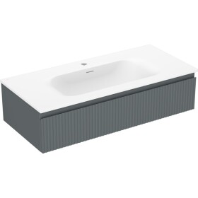 MEXEN/S - Rivel kúpeľňová skrinka 100 cm s umývadlom Vela, 1 šuplík, reliéf, grafit mat/biela mat 91A20-10023-1-BF66-W23M01