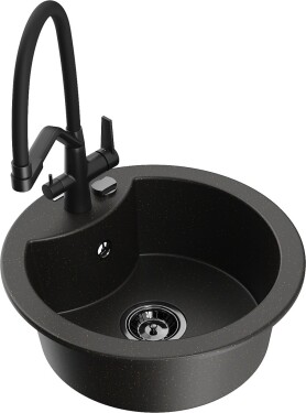 MEXEN/S MEXEN/S - Diego granitový drez 1-miska vrátane batérie Duo, čierna/zlatá metalik 6512-75-671701-70-B