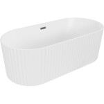 MEXEN/S - Paola voľne stojaca vaňa reliéf 150 x 75, biela mat, sifón a prepad grafit metal 52721507501-95