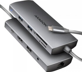 Axagon HMC-8HLSA Wieloportowy hub USB-C 3.2 Gen 1 hub, 3x USB-A + 4K/30Hz HDMI + SD/microSD, GLAN, Audio, PD 100W, 20cm USB-C kabel