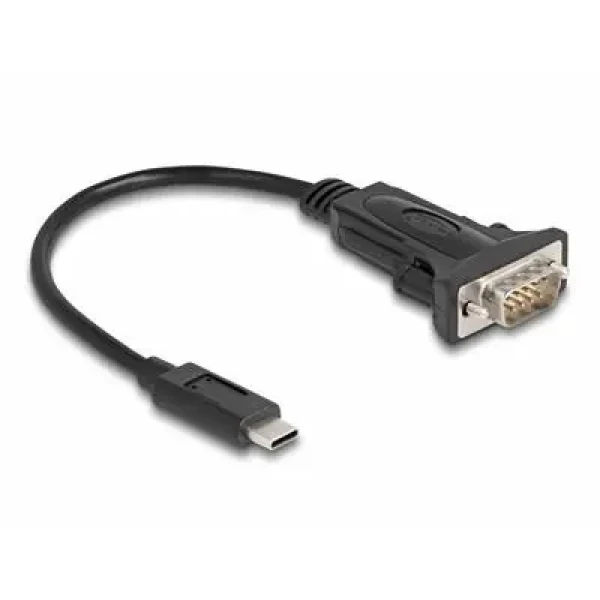 DeLock USB Type-C - RS-232 / Adaptér / D-Sub 9 pin / FTDI FT232RL / čierna (64125)