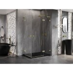MEXEN/S - Lunar L Duo sprchový kút dvere krídlové pravá 115 x 75, transparent, zlato kartáčovaná 834L-115P-075L-55-00