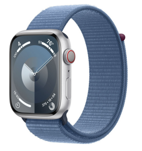 Apple Watch 9 GPS + Cellular 45mm Silver Alu Sport Loop Light blue (MRMJ3KS/A)
