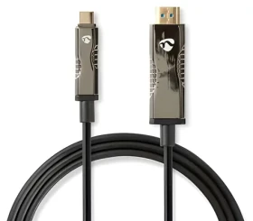 Nedis USB-C - HDMI AOC 50 m čierna / Kábel HDMI / Aktívny optický / 18 Gbps (CCBG6410BK500)