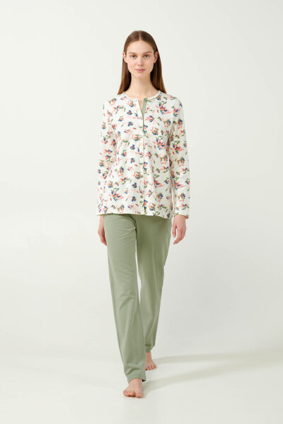 Vamp - Pastelové kvetinové pyžamo 21352 - Vamp green tea XL