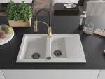 MEXEN/S MEXEN/S - Gaspar granitový drez 1.5 s odkvapkávačom vrátane batérie Aster, biela 6507-20-73450-57-B