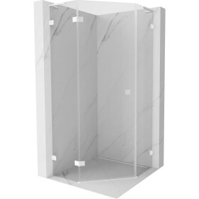 MEXEN/S - Lunar L sprchový kút päťboký krídlový ľavá 80 x 80, transparent, biela 831L-080L-080P-20-00-L