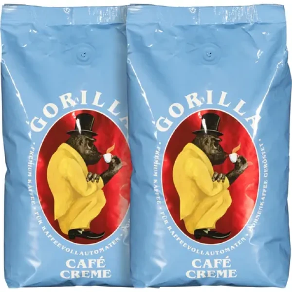 Joerges Gorilla Cafe Creme blue 2kg Set / Zrnková káva / 100% Arabica / Vákuové balenie (748890.SET)