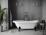 MEXEN/S - Retro voľne stojaca vaňa 170x75 cm biela, nohy čierna , sifón chrom 53251707500-70