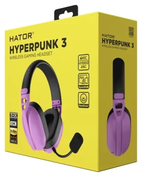 Hator Hyperpunk 3 ESH19 fialová / Herné bezdrôtové slúchadlá s mikrofónom / Hi-Res / LDAC / ANC / BT 5.4 / USB (ESH19)
