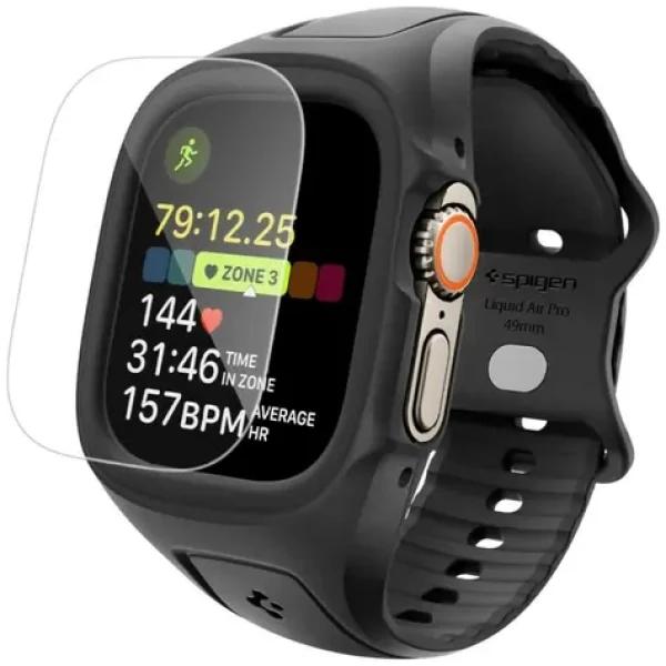 Spigen Liquid Air Pre matná čierna / Ochranný kryt s ochranným sklom / Apple Watch Ultra 3/2/1 49 mm (ACS11416)