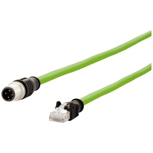 Metz Connect 142M4D15010 M12 sieťové káble, prepojovacie káble CAT 5e S/UTP 1.00 m zelená krytie PUR, odolný proti kyselinám, odolný proti ozónu, odolný proti; 142M4D15010