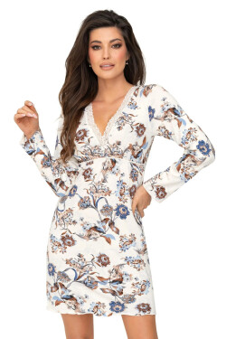 Dámska nočná košeľa Naomi Ecru vzor - Donna L ecru-modrá