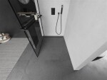 MEXEN/S - Kioto+ L Sprchová zástena WALK-IN s poličkou a držiakom uterákov 100 x 200, čierny vzor, čierna 800-100-123-70-77