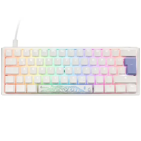 Ducky One 3 Classic Mini Cherry MX-Silent-Red biela / herná klávesnica / podsvietená / mechanická / drôtová USB-C / DE (DKON2161ST-SDEPDPWWWSC1)