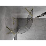 MEXEN/S - Mist sprchovací kút štvrťkruh, krídlové 90 x 90, transparent, zlato 8A33-090-090-50-00