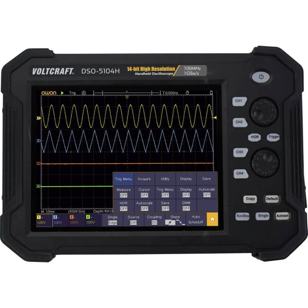 VOLTCRAFT DSO-5104H Ručný osciloskop 100 MHz 4-kanálová 1 GSa/s 40 Mpts 14 Bit digitálne pamäťové médium (DSO), ručné zariadenie 1 ks; VC-11332625