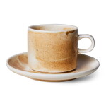 HK living Šálka s podšálkou Chef Rustic Cream/Brown 220 ml