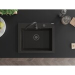 MEXEN/S MEXEN/S - Elix granitový drez 1-miska 600 x 500 mm, čierna/zlatá metalik, sifón čierna 6525601005-75-B