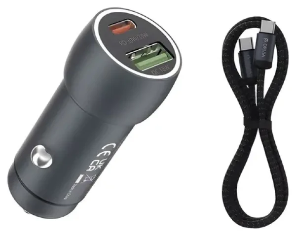 Devia Xtreme Speed Series tmavo šedá / Nabíjačka do auta / 48W / USB-C kábel 1 m (6942297112773)