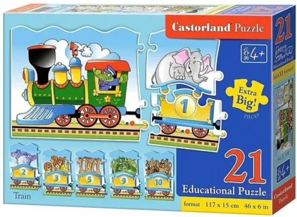 Castorland E-135 Puzzle Učíme sa čísla 1-10, Vláčik