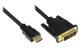 Good Connections HDMI-DVI-D 1m čierna / Prepojovací kábel / HDMI (M) - DVI-D (M) / pozlátené konektory (GC-M0008)