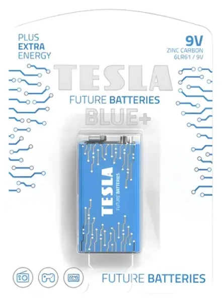 TESLA BLUE+ 9V / Batéria / Zinc Carbon / 6F22 / blister / 1 ks (15090120)