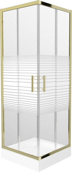 MEXEN/S - Rio sprchovací kút štvorec 70 x 70, pruhy, zlato + vanička Rio vrátane výpuste 860-070-070-50-20-4510